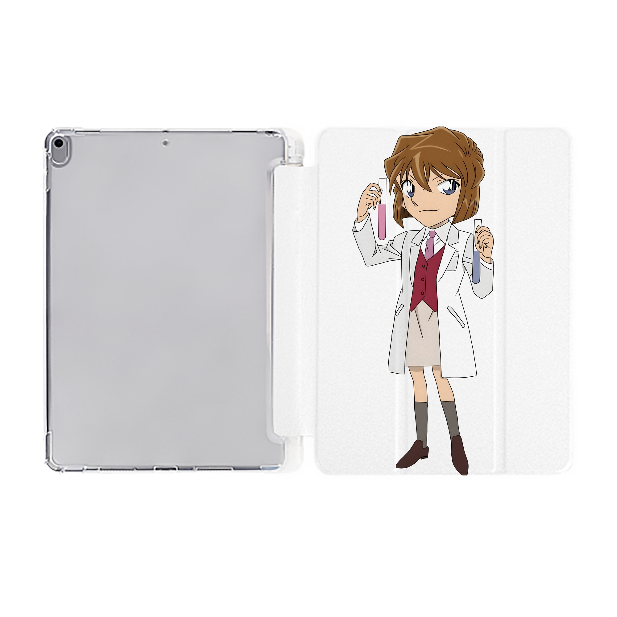 （画像用） 名探偵コナン 灰原 哀 はいばら あい Detective Conan Anita Hailey、Vi Graythorn Haibara Ai IPad ケース ペン収納付き 三つ折りスタンド PUレザー×シリコン 対応機種9.5/10.5/10.9インチ